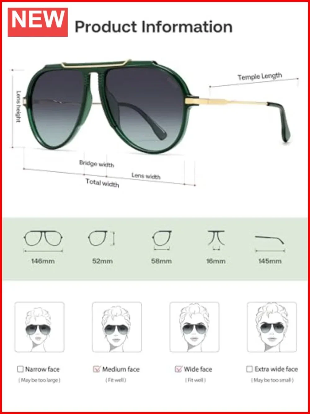 Retro Oversized Aviator Sunglasses for Women Men UV400 Protection